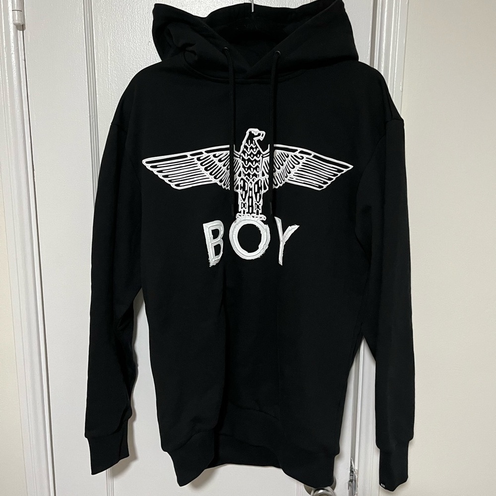 BOY EAGLE SCRIBBLE HOOD - BLACK/WHITE